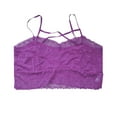 thumbnail image 4 of YWDJ Push up Bras for Women Plus Size Padded Front Close Lounge Bras Wireless Comfortable Bras Spaghetti Straps Full Coverage Hollow Bras Padded Plus Size Lace Bras Wrap Sleep Bras Purple XL, 4 of 6