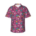 thumbnail image 2 of Xecao Summer Flamingo print Hawaiian shirt - a stylish short-sleeve button-down for men, perfect for casual beach and tropical outings., 2 of 9