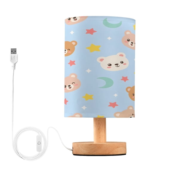 Bear Table Lamp, Fully Dimmable Nightstand Lamp with USB and Linen Fabric Shade, Modern Gifts for Bedroom, Living Room, Office