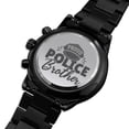 thumbnail image 2 of Proud Police Brother Engraved Multifunction Policeman Men's Watch Stainless Steel W Copper Dial, 2 of 20