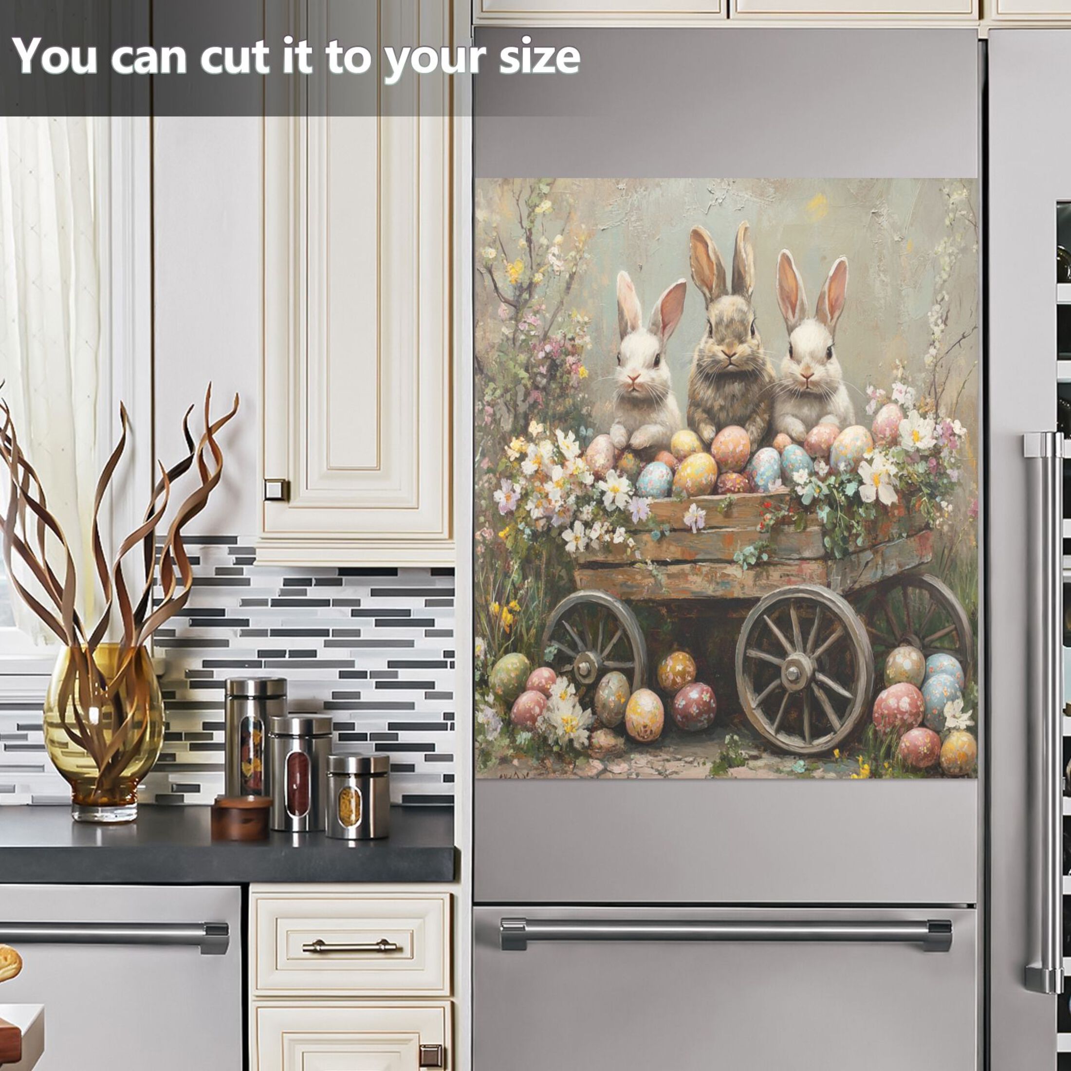 Dishwasher Magnetic Sticker 23x26 Inch Refrigerator Magnetic Sticker Washing Machine Magnetic Sticker Kitchen Panel Magnetic Sticker Home Decor The Three Easter Rabbits