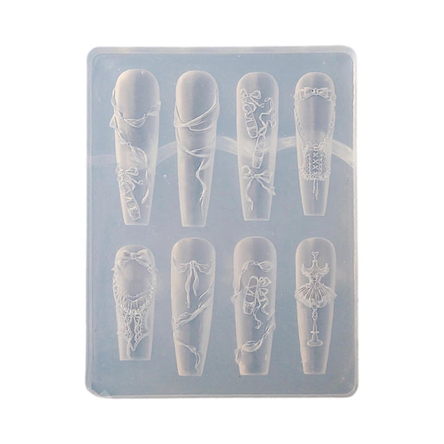 Silicone Mould for Embossed Nail Art Stickers Intricate Floral Lace Bowknot Designs Crafting Easy Application Multicolor