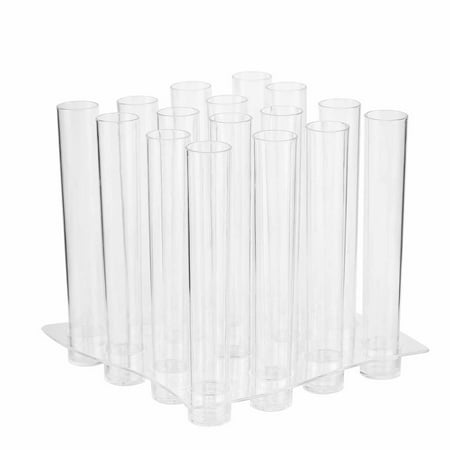 BalsaCircle 16 pcs 1 oz Clear Plastic Jello Shot Test Tubes with Tray - Disposable Wedding Catering Party
