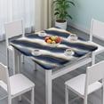 thumbnail image 3 of Blue White Gold Marble Pattern Square Fitted Tablecloth with Elastic Edge,Square Table Cover,Washable Elastic Table Cover for Home Kitchen Party Decor 36"x36", 3 of 6