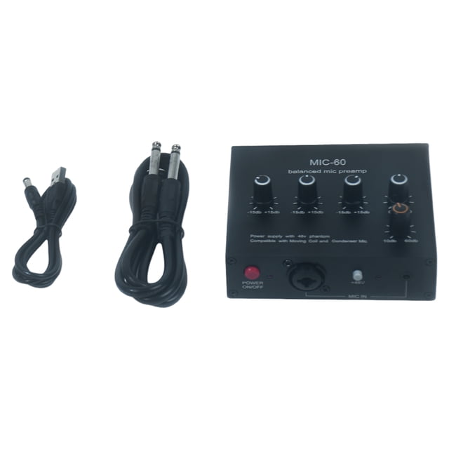 Bearachild Megáfono de audio musical negro MIC-60 con rango de ajuste de graves de rango medio agudo de 48 V ± 15 dB de alto Sistemas de cine en casa Con cable de 6.5 mm 110V/220V