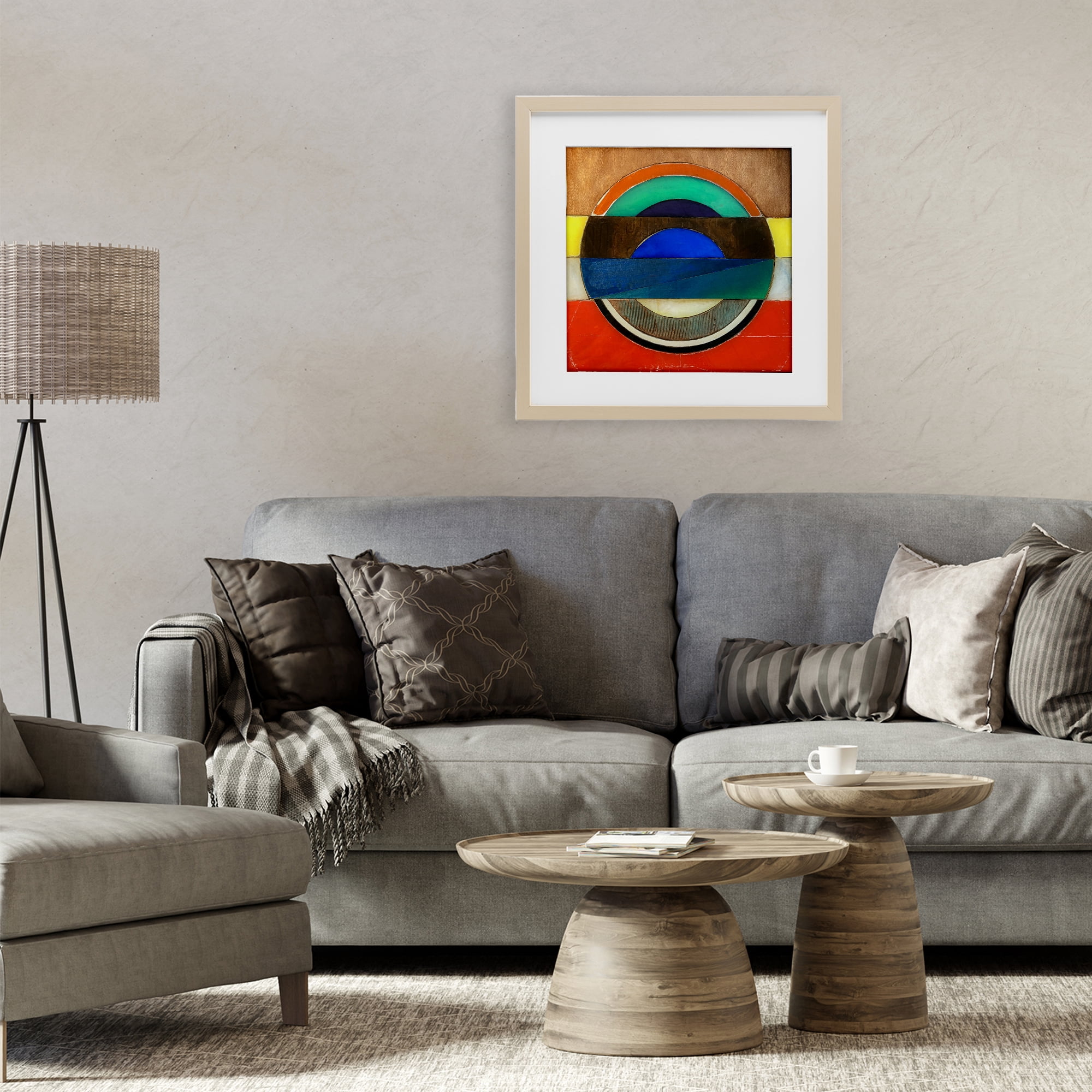 Stupell Industries Bisected Circle Structure Birch Framed Print Under Glass, design by Matthew Finger