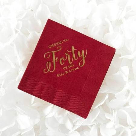 50pcs Customized Napkins - Cheers to Years - Personalized Birthday and Anniversary Party Napkin, Foil Stamped, Thirty, Forty, Fifty Years，Cocktail napkins for reception disposable decorative 5"x5"