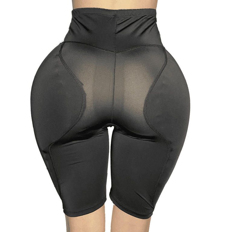 BIMEI 2PS Women Shapewear Sponge Butt Lifter Hip Padded Enhancer Mid-Thigh Tummy  Control Body Panties,High Waist,Black, M 