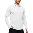 thumbnail image 4 of Mens UPF 50+ Sun Protection Jacket Hooded Long Sleeve Lightweight Quick Dry Fashion Athletic Top with Pockets and Thumb Hole White L, 4 of 8