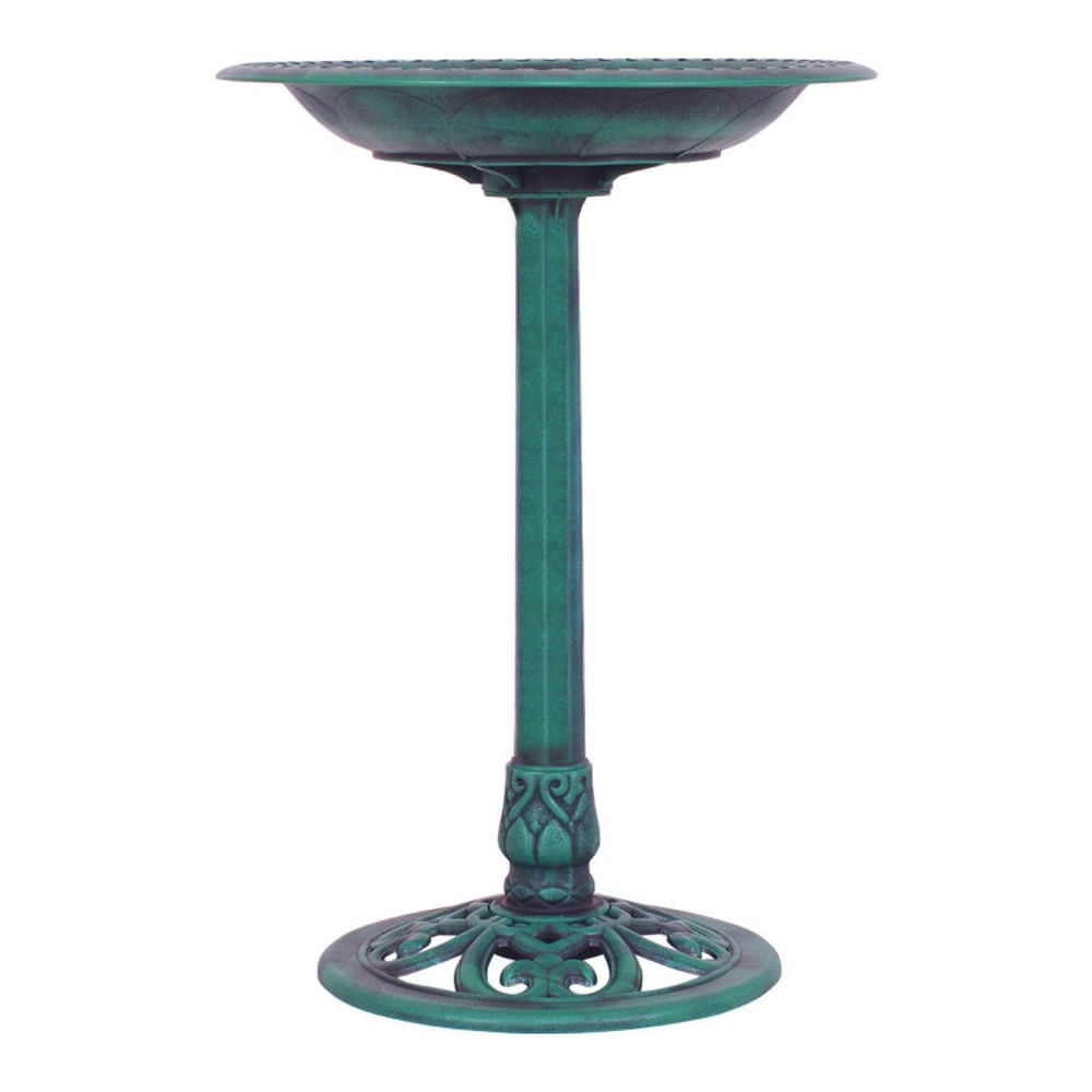 Spaco Outdoor Garden Green Pedestal Bird Bath Feeder, Pedestal-styled Bird Bath with Stability Function, Bird Bath for Outdoor as Garden, Green