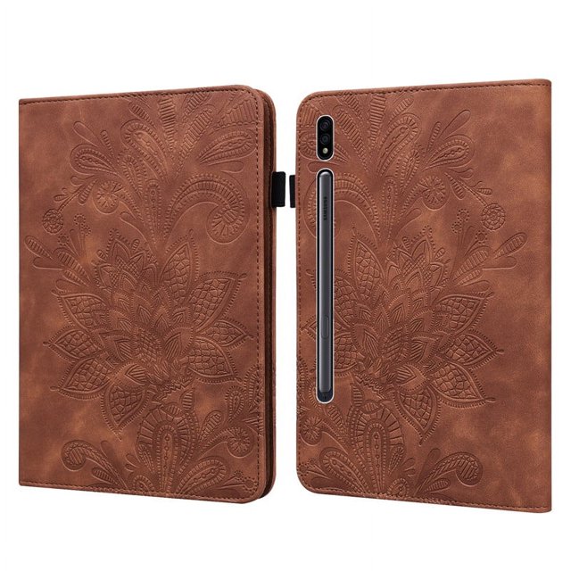 Pour Samsung Tab S9 S8 S7 Étui Mignon Fleur Papillon Embossé pour Galaxy Tab S8 S9 Couverture 11 Pouces pour Samsung Galaxy S9 Étui pour Tablette Brun-LS pour Tab S9 11 Pouces
