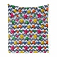 thumbnail image 1 of Nautical Soft Flannel Fleece Throw Blanket, 3D Colorful Stars and Blue Wavy Stripes Marine Theme Starfish Graphic Art, Cozy Plush for Indoor and Outdoor Use, 70" x 90", Multicolor, by Ambesonne, 1 of 6