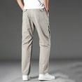 thumbnail image 5 of GuangCheng George Mens Straight Fit Cargo Pants Blended Comfortable Multi Pocket Elastic Waist Durable Loose Casual Work Trousers,Size:L, 5 of 6