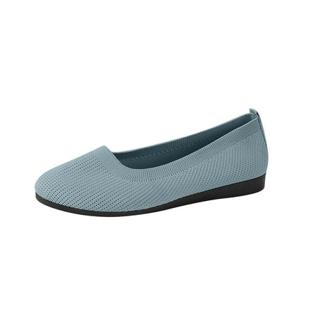 

Hot Sale! Womens Knit Ballet Flats with Arch Support Comfortable Ballet Dressy Flats Round Toe Slip On Flats Dress Shoes For Dressy Work Casual(Light Blue 35)