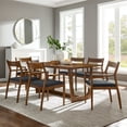 thumbnail image 2 of Modway Solara 7-Piece Wood Dining Set with Vegan Leather Armchairs in Walnut Black, 2 of 10