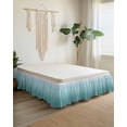 thumbnail image 2 of Turquoise Ombre Wrap Around Bed Skirts for Queen Bed 16" Drop,Bed Skirt with Adjustable Elastic Belt Dust Ruffle Bed Valance for Bedroom Hotel Teal White Gradient Modern Abstract Art Bed Frame Cover, 2 of 7