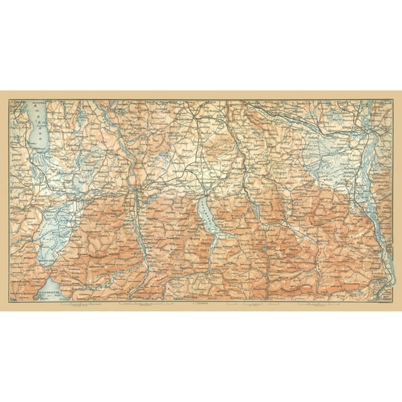 Historic Map - Southeastern Germany - Baedeker 1896 - Vintage Wall Art