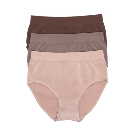 Paramour by Felina | Body Smooth Seamless Brief 3-Pack | No Visible Panty Lines (All About Toffee  Large)
