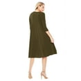 thumbnail image 3 of Women's Loose Fit 3/4 Sleeve Round Neck Jersey Knit A-Line Solid Midi Dress, 3 of 4