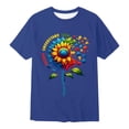 thumbnail image 4 of Girls' Tops Autism Awareness Short Sleeve Ribbed Tee Casual Girls Clothes Dark Blue 3-4 Years, 4 of 4