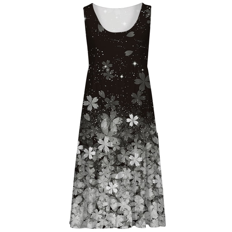 Hwmodou Women Dresses Casual Summer Dress Crew Neck Sleeveless Vacation  Simple Beach Daily Dress Tank Dress Swing Dress Fashion Loose Midi Dress  Comfy Female Sundress - Walmart.com