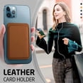 thumbnail image 3 of Funda de cuero transparente con tarjetero para iPhone, 15 Pro Max, 14, 13, 12, 11, XR, XS, X, 7, 8 Plus, Mini, Magsafe, cubierta de carga inalámbrica, 3 of 4