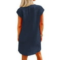 thumbnail image 6 of Hvot&aat Women's Cap Sleeve Tshirt Dress Casual Summer Crewneck Solid Color Tunic Mini Dresses with Pockets, 6 of 7