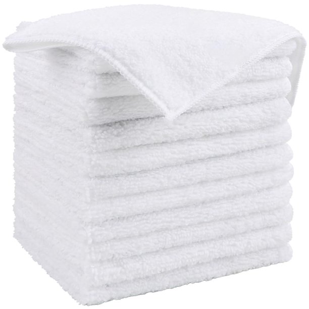 Paño de limpieza de microfibra HOMEXCEL blanco, 12 unidades, 30 x 30 cm
