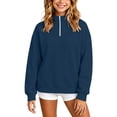 thumbnail image 2 of SROBPTY Teens Girls Fall Winter Sweatshirt Solid High Neck Long Sleeve Half Zipper Pullover Tops, 2 of 5