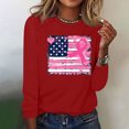 thumbnail image 4 of CLOISE Breast Cancer Blouses Women Long Sleeve Crewneck Tshirts Ribbon Pink Breast Cancer Survivor Gifts Tee Shirts Cute Comfortable Shirts Cancer Support Clothes Red 2XL, 4 of 4