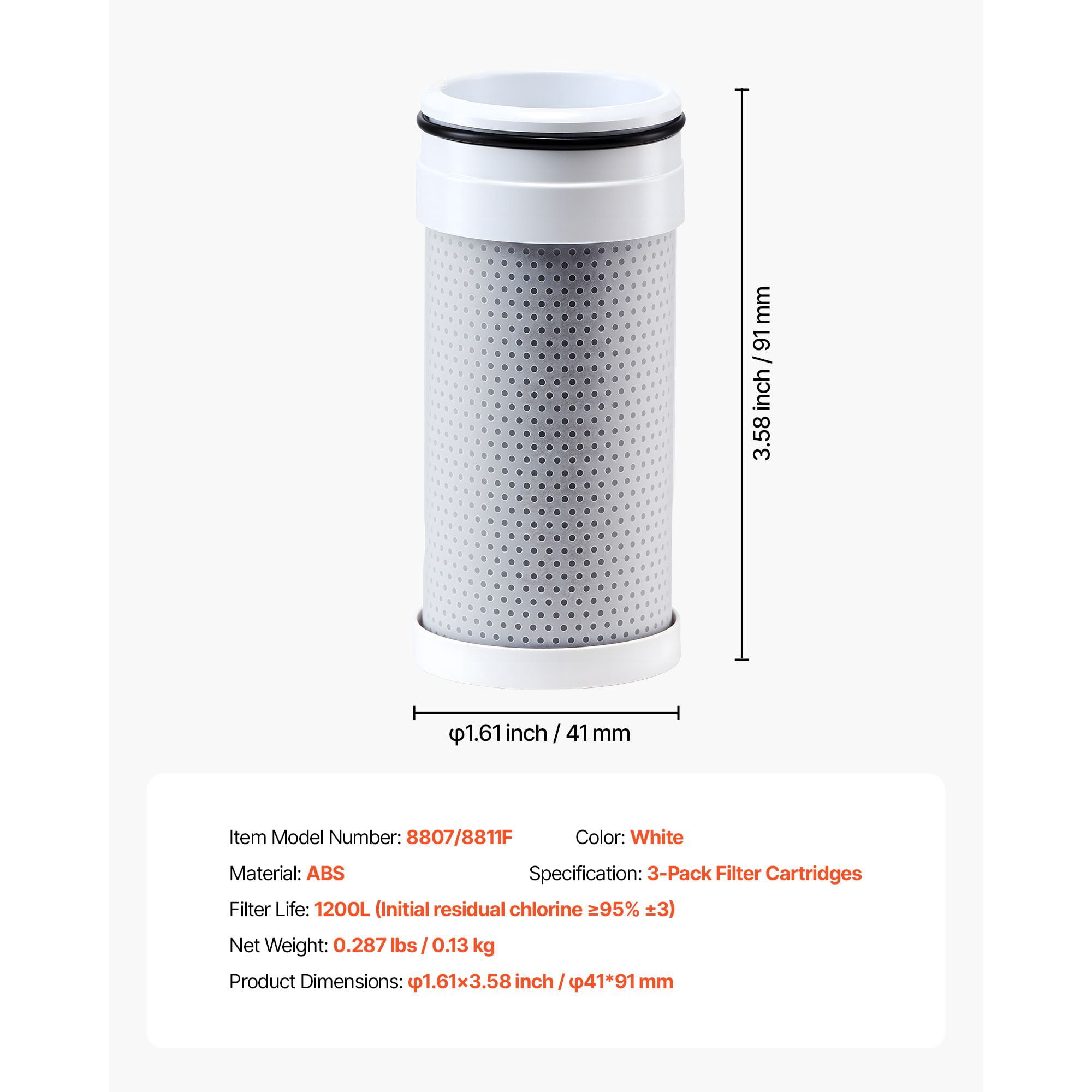 Faucet Filter Replacement, 3-Pack Water-Filter Cartridge, 5-Layer High-Efficiency Filtration, 3-Month Value and 317 Gal Lifespan / Filter, Compatible with Models 8807 & 8811 Filtration System