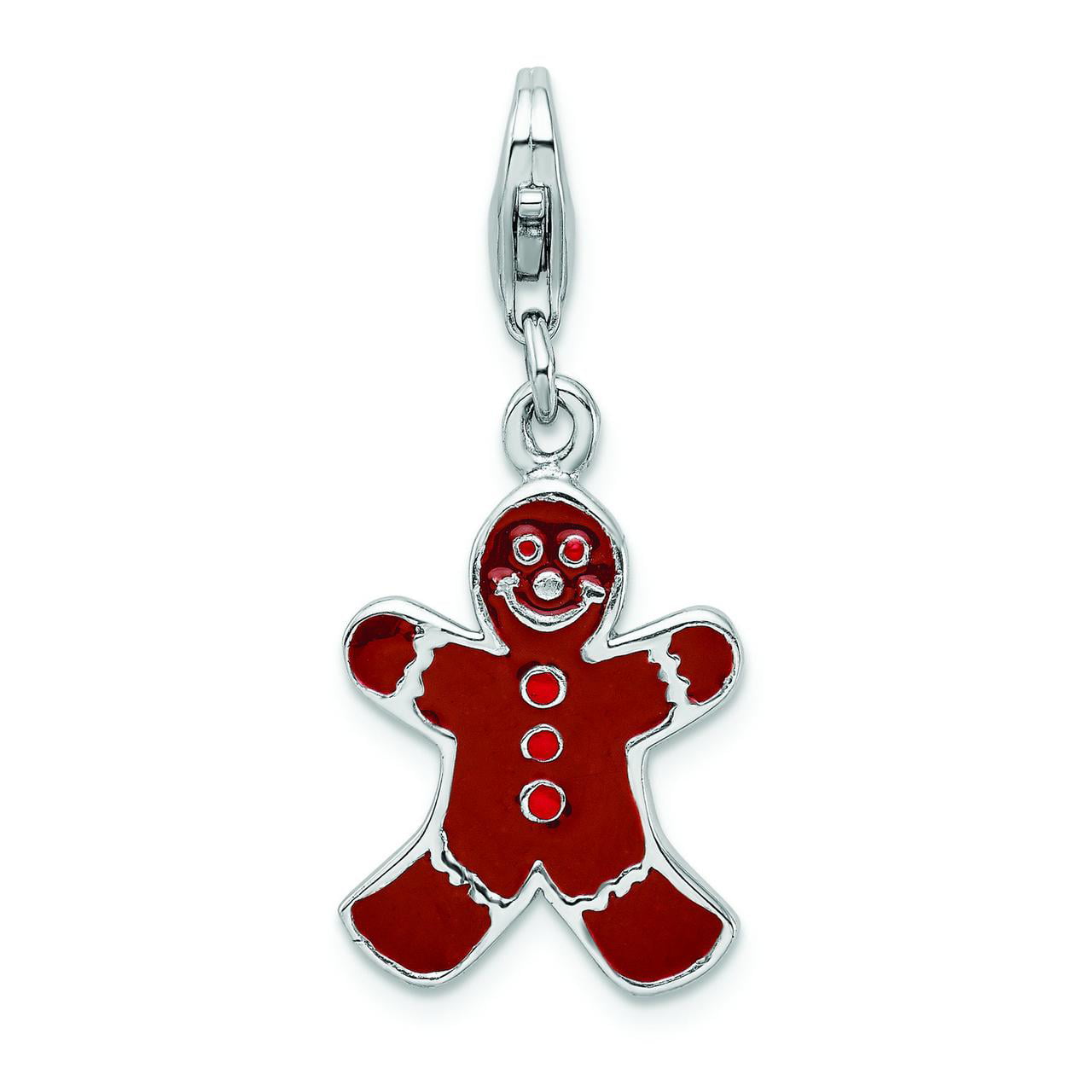Sterling Silver Tingle Gingerbread Man clip on Charm with Gift Box and Bag SCH86
