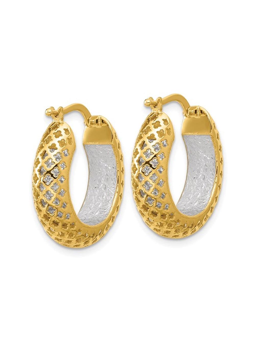 Gem & Harmony Diamond Cut Hoop Earrings in 14K Yellow Gold for Women