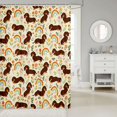 thumbnail image 2 of Manfei Kawaii Puppy Art Shower Curtain 72Wx78L, Spring Flower Bath Curtain, Cream Brown, 2 of 5