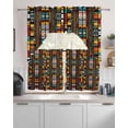 thumbnail image 2 of Colorful Boho Kitchen Curtains Sets 36 Inch Length with Valance, Farmhouse Abstract Geometric Ethnic Art Swag Valances and Tiers Curtain Set Drapes Swag Curtains for Living Room, Bathroom, Bedroom, 2 of 6