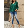 thumbnail image 4 of Asyoly Women's Casual Long Sleeve Blouse Lace Crochet V Neck Button Keyhole Back Top Shirt, 4 of 6