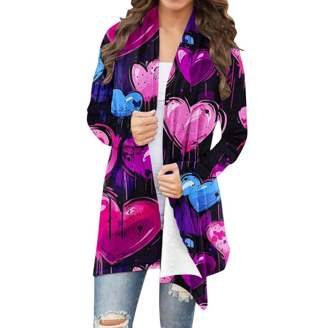 Longs Cardigans pour Femmes, Cardigan Décontracté Imprimé à Manches Longues, Veste de Mode, Veste pour Dames