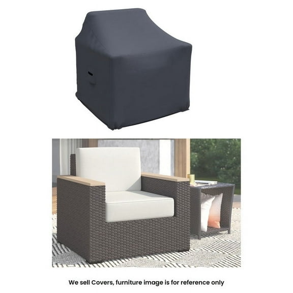 Covers & all Wicker Patio Chair Cover for 32.5" Wide Mcclaskey Chair, Water-Repellent UV-Resistant Polyester with Elastic Tie-Downs