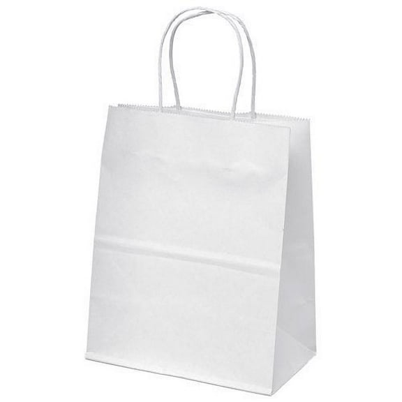 8"x4.75"x10" - 10 Pcs - White Kraft Paper Bags, Shopping, Mechandise, Party, Gift Bags 10-Bags