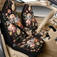 thumbnail image 2 of Xoenoiee Dragonfly Peony Flower Pattern 5 Pieces Car Accessories Leather Auto Seat Covers Full Set with Seatbelt Pads and Car Center Console Cushion Pad for Most Vehicle, SUV, Truck, 2 of 7