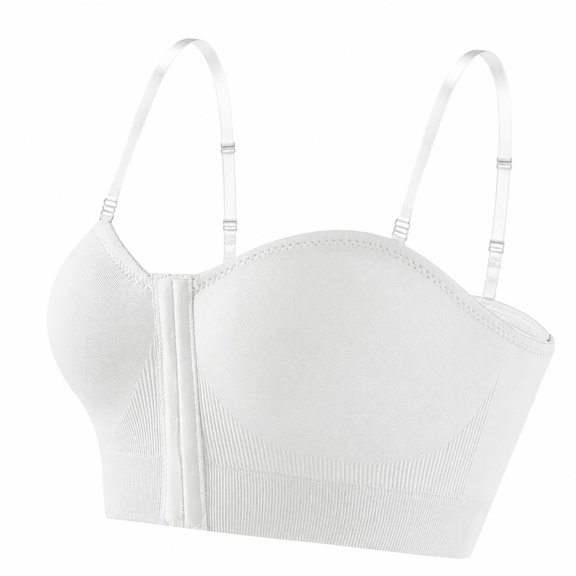 MVRLSH Sports Bras for Women Wireless Padded Non Tube Side Support Front Closure Strapless Daily Lingerie Seamless Underwear Bra