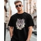 thumbnail image 1 of Camisetas de manga corta con estampado de flores de primavera de lobo para hombre, camisetas de cuello redondo, 1 of 8