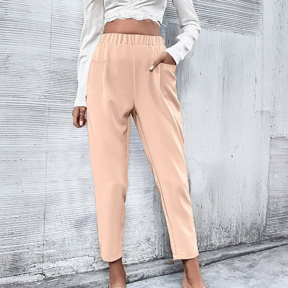 Jsaierl Plus Size Pants for Women Summer High Waist Pant with Pockets Dressy Casual Drawstring Trousers Lightweight Beach Pants