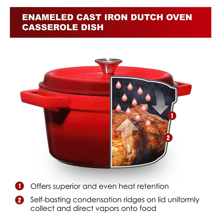 Bruntmor Grey Enameled Cast Iron Dutch Oven Casserole Dish 65