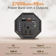 thumbnail image 6 of “PADJYYUSZ” P8 100W Portable Power Bank with AC Outlet - 27000mAh/98Wh, 65W PD Fast Charging, Laptop Power Bank for MacBook, HP, Notebooks, Camping, Travel & Emergency Use, 6 of 9