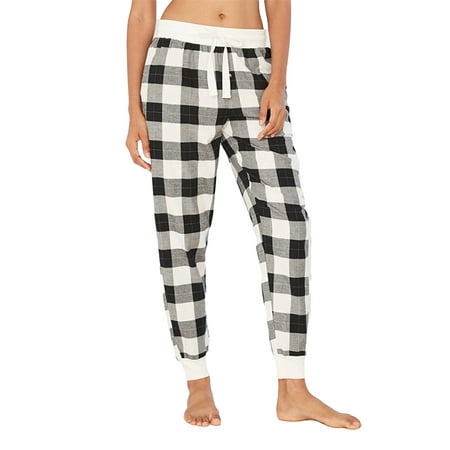 

Crianlook Women Plaid Wide Leg Pajama Pants Comfy Lounge Pants Pajama Bottoms Long Pj Pants Trousers with Pockets For Nigthwear