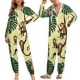 thumbnail image 2 of Jungle Monkeys Floral Leaves Unisex Adult Onesie Pajamas with Pockets for Women Men Hooded Loungewear, 2 of 8