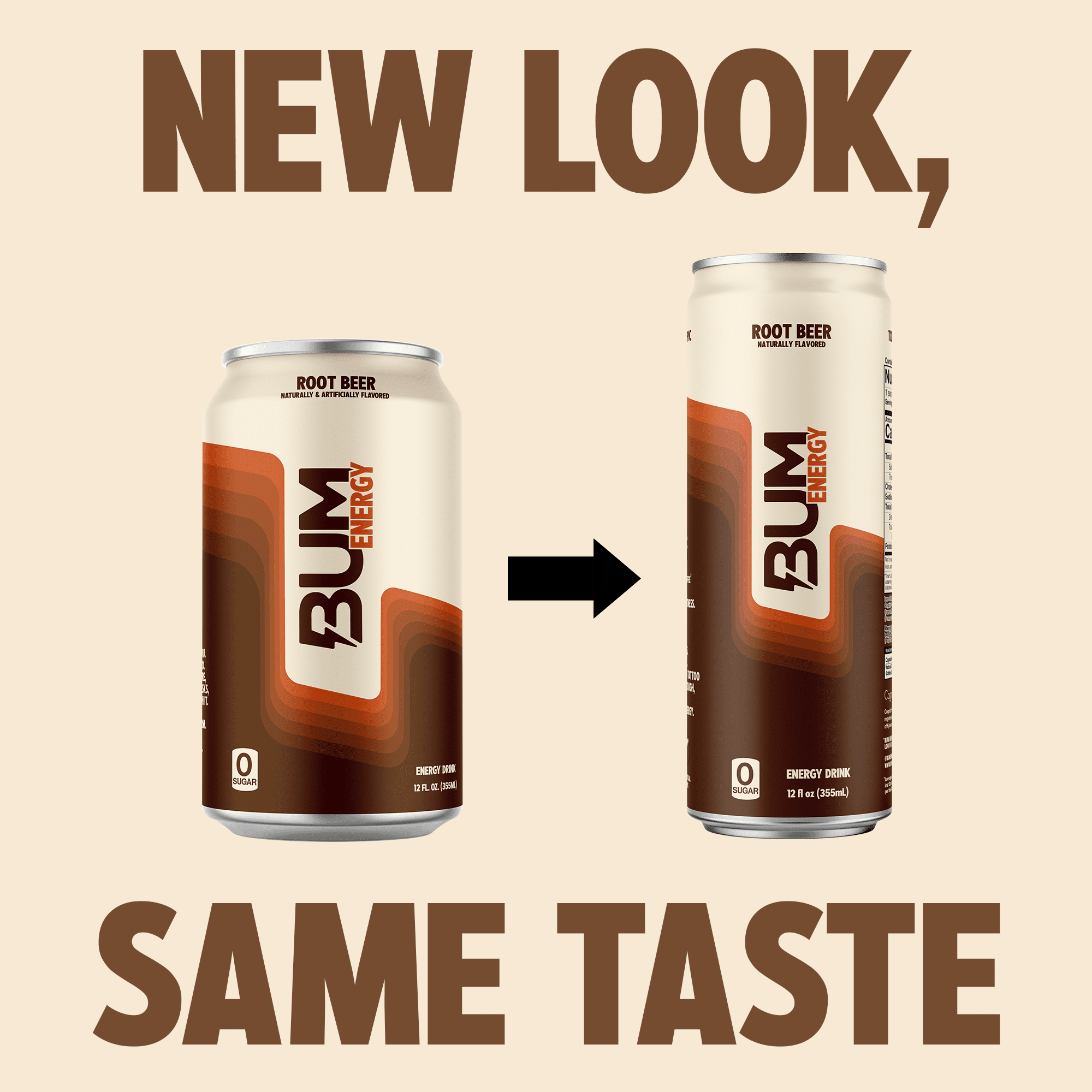 Bum Energy Root Beer Energy Drink, 112 mg Natural Caffeine, 12 fl oz, 12 Pack