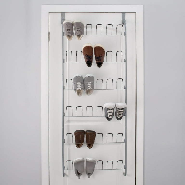 18 Pair Black Metal Wall Mounted Shoe Organizer Rack