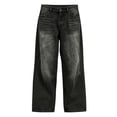 thumbnail image 5 of Boys Vintage Washed Wide Leg Jeans, Kids Streetwear Distressed Denim Pants, Loose Fit Baggy Jeans for Casual Skate Wear(Black,15-16 Years), 5 of 5